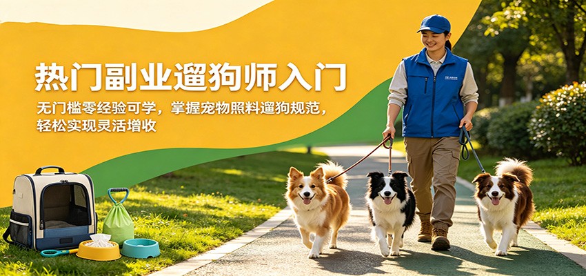 热门副业遛狗师入门，无门槛零经验可学，掌握宠物照料遛狗规范，轻松实现灵活增收-荆楚AI