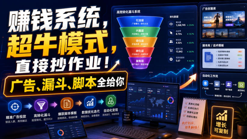 賺钱系统，超牛模式，直接抄作业！广告、漏斗、脚本全给你【原创双语字幕】-荆楚AI