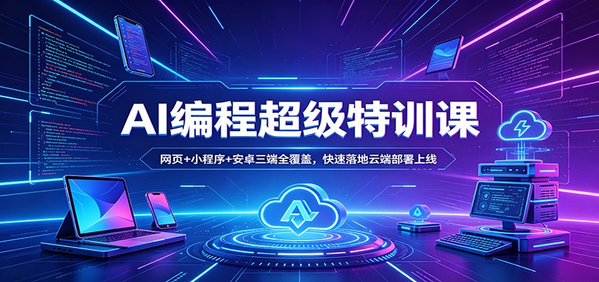AI编程超级特训课：网页+小程序+安卓三端全覆盖，快速落地云端部署上线-荆楚AI