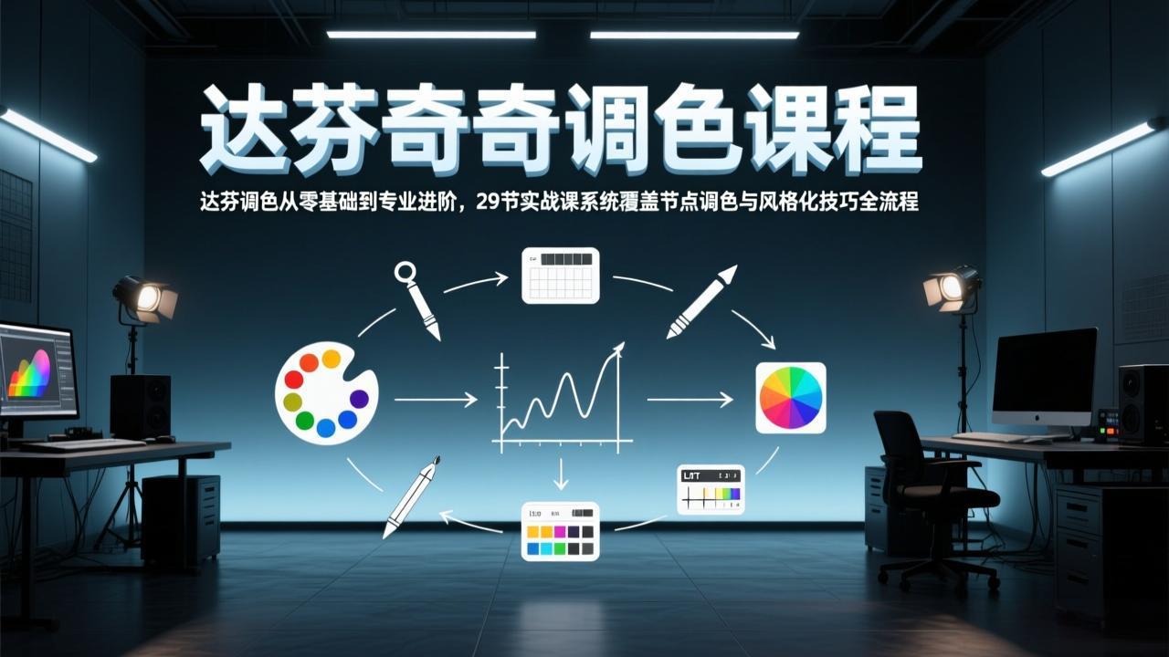 达芬奇调色从零基础到专业进阶，29节实战课系统覆盖节点调色与风格化技巧全流程小淇云库-创业网-网赚副业-网创副业-项目拆解-技术类创业资源网-副业网-免费资源下载小淇云库
