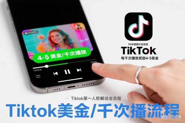 TK中视频计划项目，Tiktok第一人称解说流程，每干次播放奖励4-5美金-荆楚AI