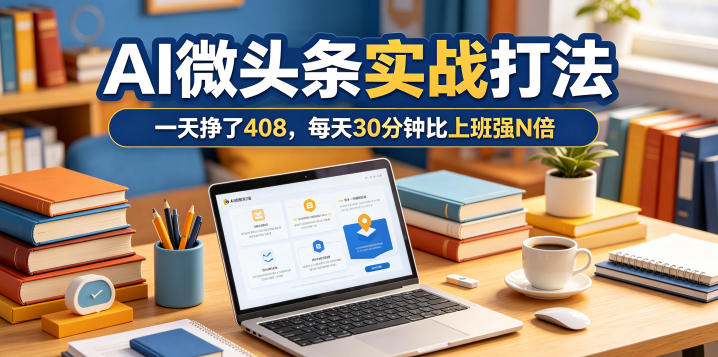 一天挣了408，AI微头条实战打法，每天30分钟比上班强N倍-荆楚AI