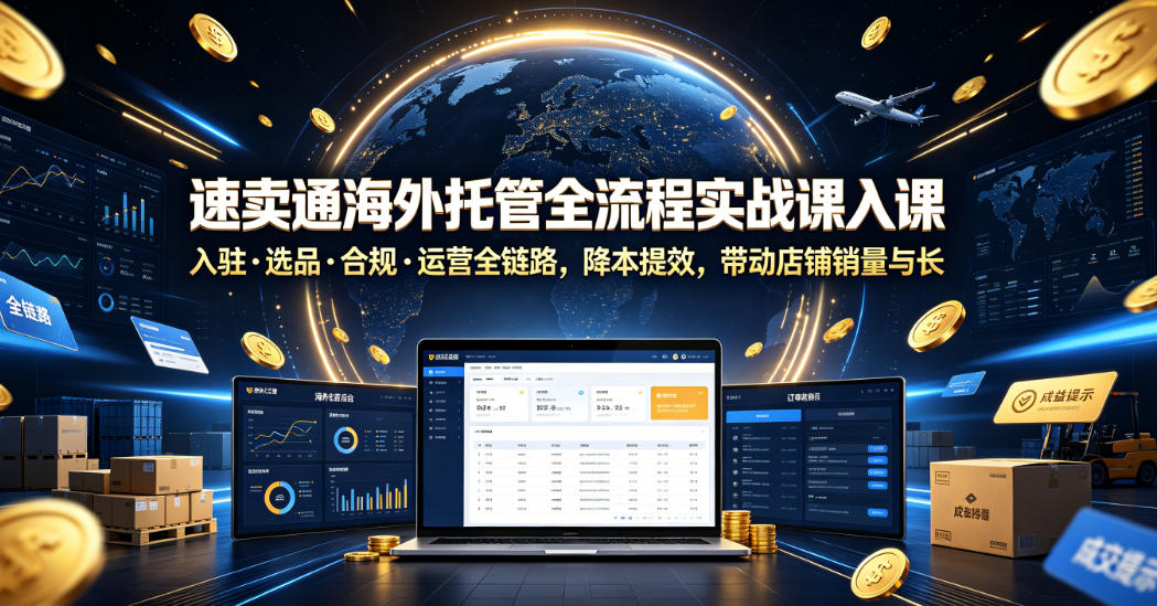 速卖通海外托管全流程实战课入驻・选品・合规・运营全链路，降本提效，带动店铺销量与收益增长-荆楚AI