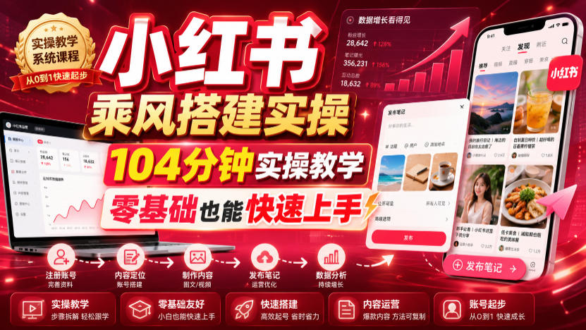 小红书乘风搭建实操，104分钟实操教学，零基础也能快速上手-荆楚AI