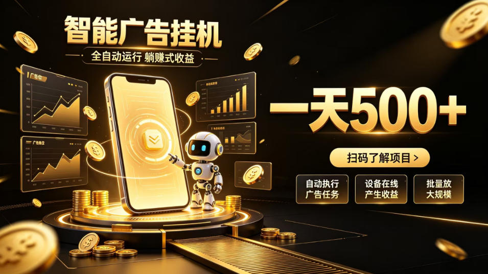 智能广告挂G项目,无需人工值守,全自动躺賺增收,单日收益可达500+【揭秘】-荆楚AI