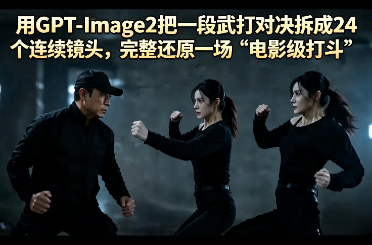 用GPT-Image2把一段武打对决拆成24个连续镜头，完整还原一场“电影级打斗”-荆楚AI