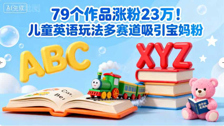79个作品涨粉23w！儿童英语玩法多赛道吸引宝妈粉小淇云库-创业网-网赚副业-网创副业-项目拆解-技术类创业资源网-副业网-免费资源下载小淇云库