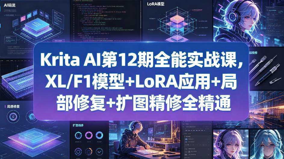 Krita AI第12期全能实战课，XL/F1模型+LoRA应用+局部修复+扩图精修全精通-荆楚AI