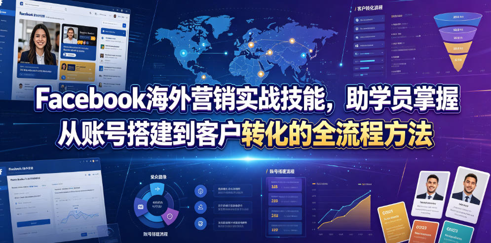 Facebook海外营销实战技能，助学员掌握从账号搭建到客户转化的全流程方法-荆楚AI