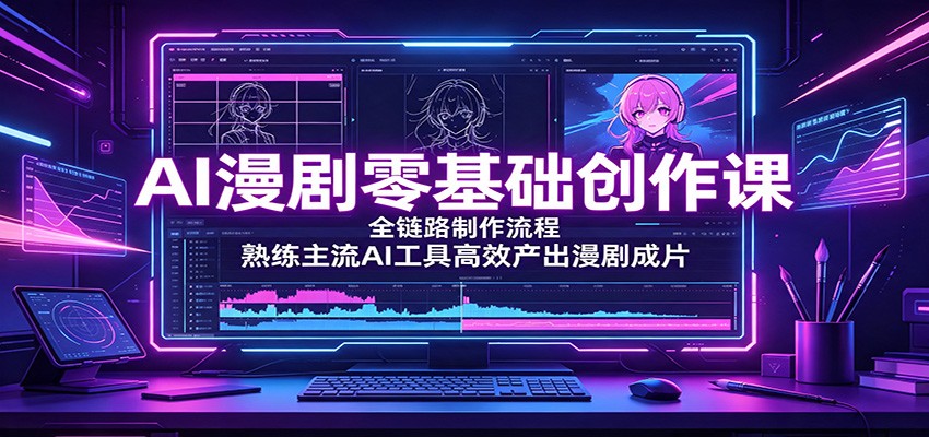 AI漫剧零基础创作课：全链路制作流程，熟练主流AI工具高效产出漫剧成片-荆楚AI