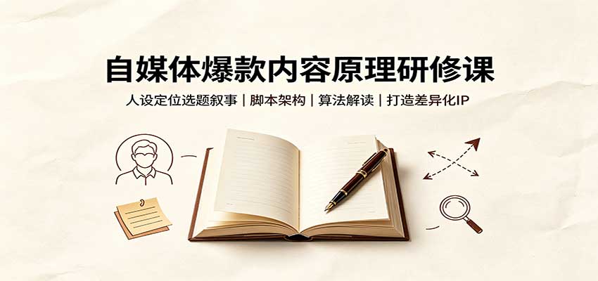 自媒体爆款内容原理研修课：人设定位选题叙事，脚本架构，算法解读打造差异化IP-荆楚AI