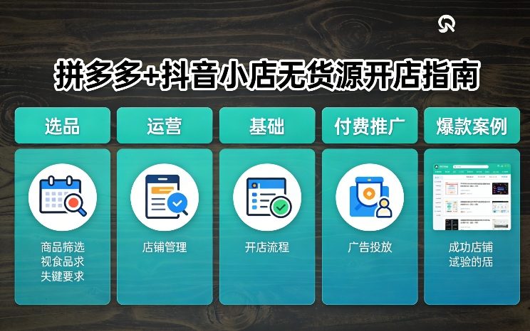 拼多多+抖音小店无货源开店，包括：选品、运营、基础、付费推广、爆款案例等(更新26年4月)-荆楚AI