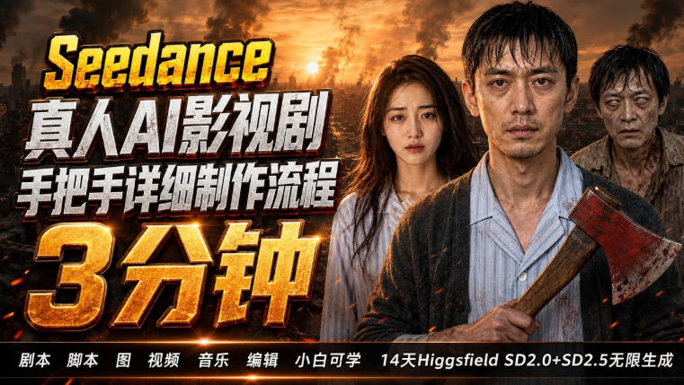 3分钟真人AI影视剧怎么做？SD 2.0手把手完整制作流程｜Higgsfield 14天SD 2.0/2.5无限生成-荆楚AI