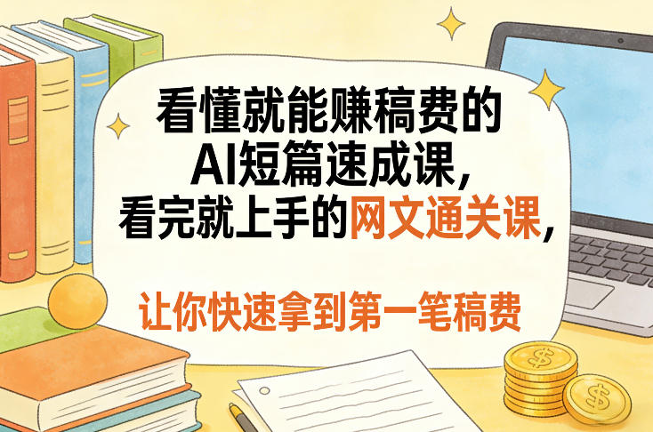 看懂就能賺稿费的AI短篇速成课,看完就上手的网文通关课,让你快速拿到第一笔稿费(更新8月)-荆楚AI