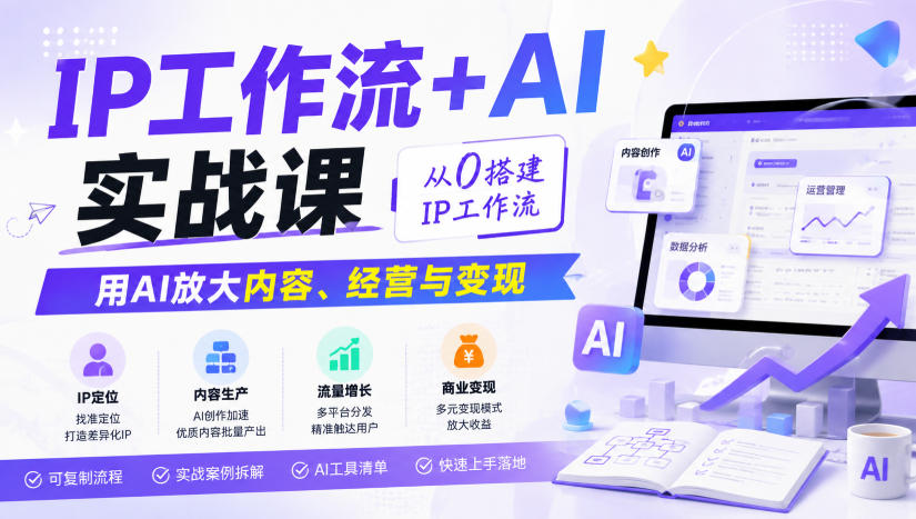 IP工作流+AI实战课,从0搭建IP工作流,用AI放大内容、经营与变现-荆楚AI