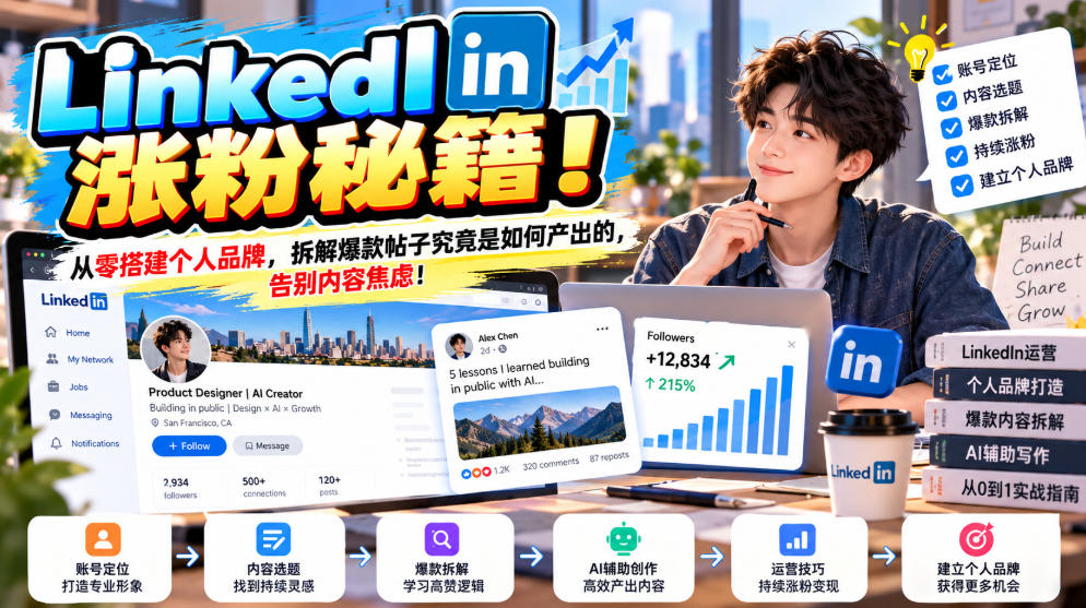 LinkedIn涨粉秘籍!从零搭建个人品牌,拆解爆款帖子究竟是如何产出的,告别内容焦虑!【原创双语字幕】-荆楚AI