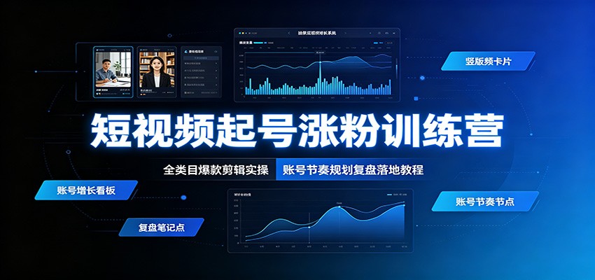 短视频起号涨粉训练营：全类目爆款剪辑实操，账号节奏规划复盘落地教程-荆楚AI
