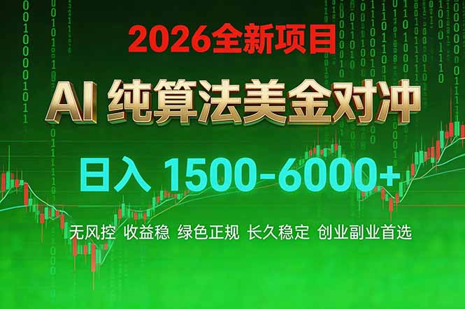 2026 全新美金对冲项目，不套平台赠金，不封号，纯算法对冲，日入 1500-6000+小淇云库-创业网-网赚副业-网创副业-项目拆解-技术类创业资源网-副业网-免费资源下载小淇云库