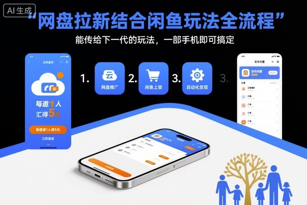 网盘拉新结合闲鱼玩法全流程,能传给下一代的玩法,一部手机即可搞定(附入口渠道以及实操教程)小淇云库-创业网-网赚副业-网创副业-项目拆解-技术类创业资源网-副业网-免费资源下载小淇云库