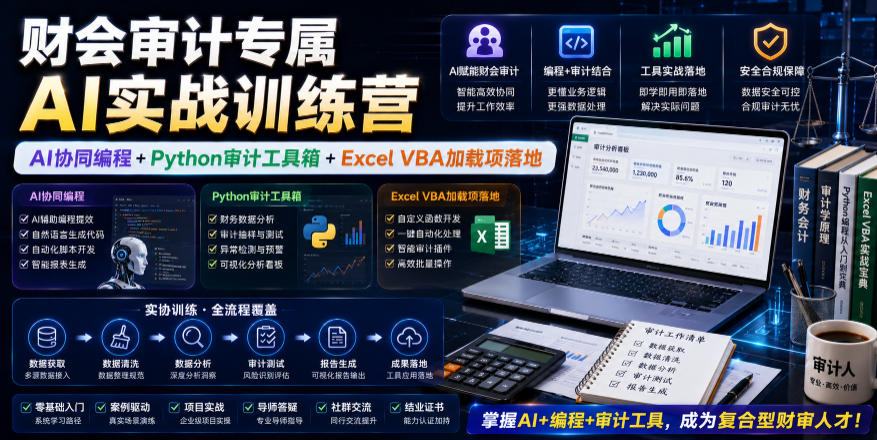 财会审计专属AI实战训练营|AI协同编程+Python审计工具箱+Excel VBA加载项落地(更新0816)-荆楚AI