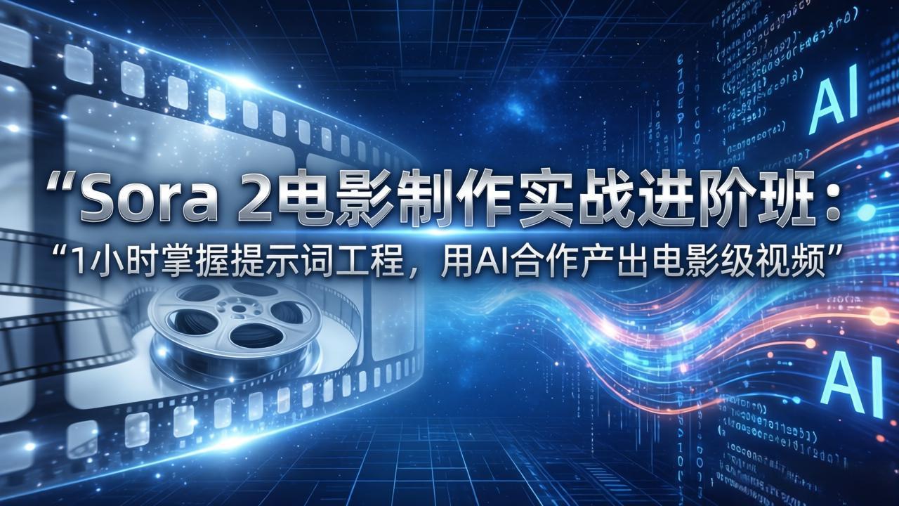 Sora 2电影制作实战进阶班:1小时掌握提示词工程,用AI合作产出电影级视频小淇云库-创业网-网赚副业-网创副业-项目拆解-技术类创业资源网-副业网-免费资源下载小淇云库