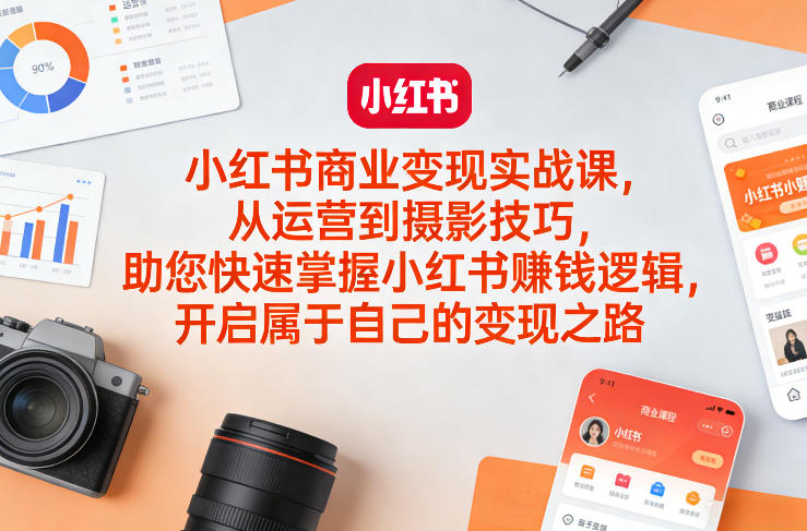 小红书商业变现实战课，从运营到摄影技巧，助您快速掌握小红书賺钱逻辑，开启属于自己的变现之路-荆楚AI