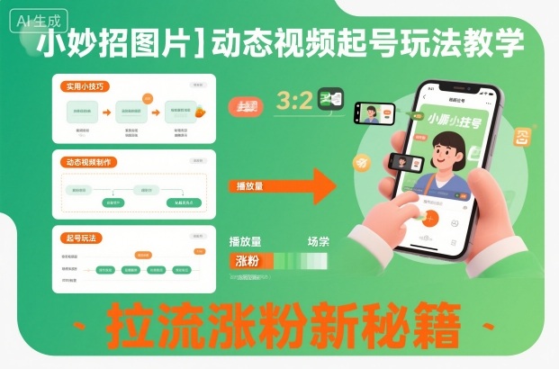 小妙招图片＋动态视频起号玩法教学，拉流涨粉新秘籍小淇云库-创业网-网赚副业-网创副业-项目拆解-技术类创业资源网-副业网-免费资源下载小淇云库
