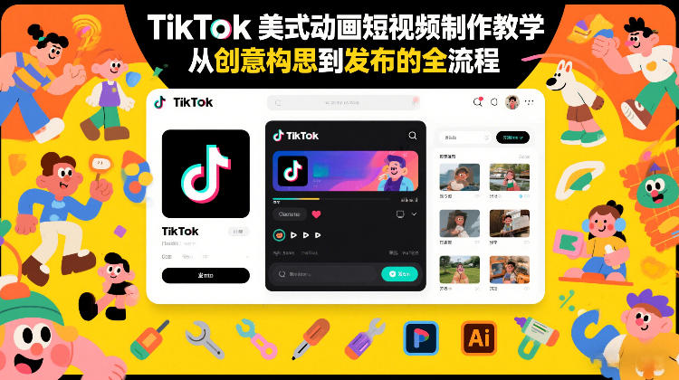 TikTok美式动画短视频制作教学，从创意构思到发布的全流程-荆楚AI