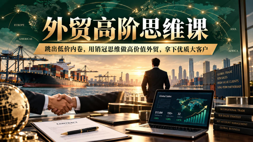 外贸高阶思维课,跳出低价内卷,用销冠思维做高价值外贸,拿下优质大客户-荆楚AI