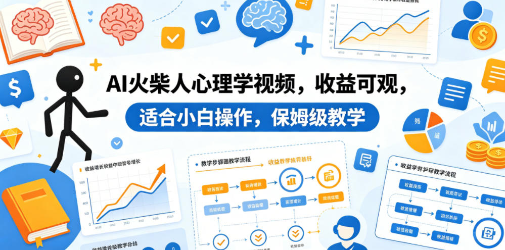 AI火柴人心理学视频，收益可观，适合小白操作，保姆级教学-荆楚AI