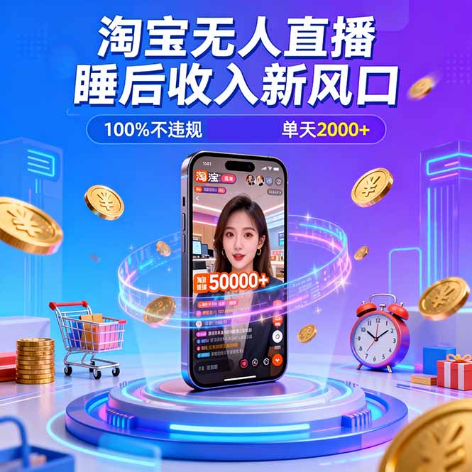 淘宝无人直播，不违规不封号，直播100小时卖了5万，年底旺季！小淇云库-创业网-网赚副业-网创副业-项目拆解-技术类创业资源网-副业网-免费资源下载小淇云库