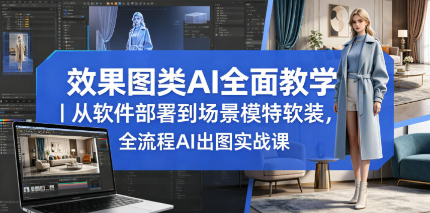 效果图类AI全面教学|从软件部署到场景模特软装,全流程AI出图实战课-荆楚AI