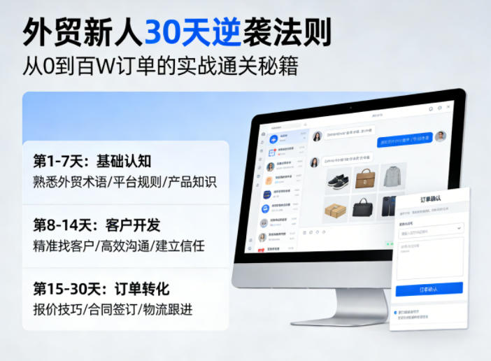 外贸新人30天逆袭法则，教你从0到百W订单的实战通关秘籍小淇云库-创业网-网赚副业-网创副业-项目拆解-技术类创业资源网-副业网-免费资源下载小淇云库