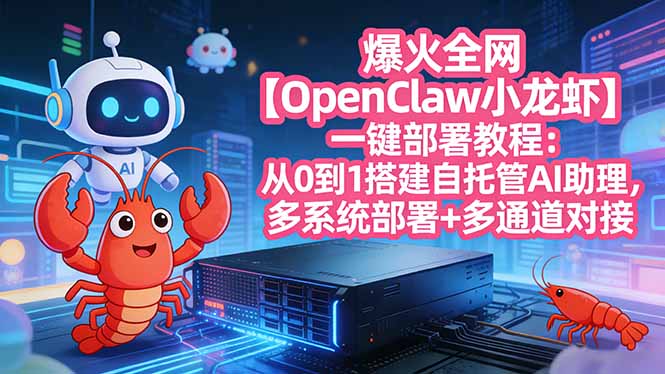 爆火全网【OpenClaw 小龙虾】一键部署教程:从0到1搭建自托管AI助理,多系统部署+多通道对接小淇云库-创业网-网赚副业-网创副业-项目拆解-技术类创业资源网-副业网-免费资源下载小淇云库