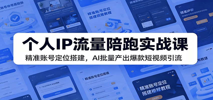 个人IP流量陪跑实战课:精准账号定位搭建,AI批量产出爆款短视频引流-荆楚AI