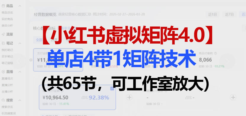 小红书虚拟矩阵4.0技术：单店4带1矩阵(共65节，可工作室放大)-荆楚AI