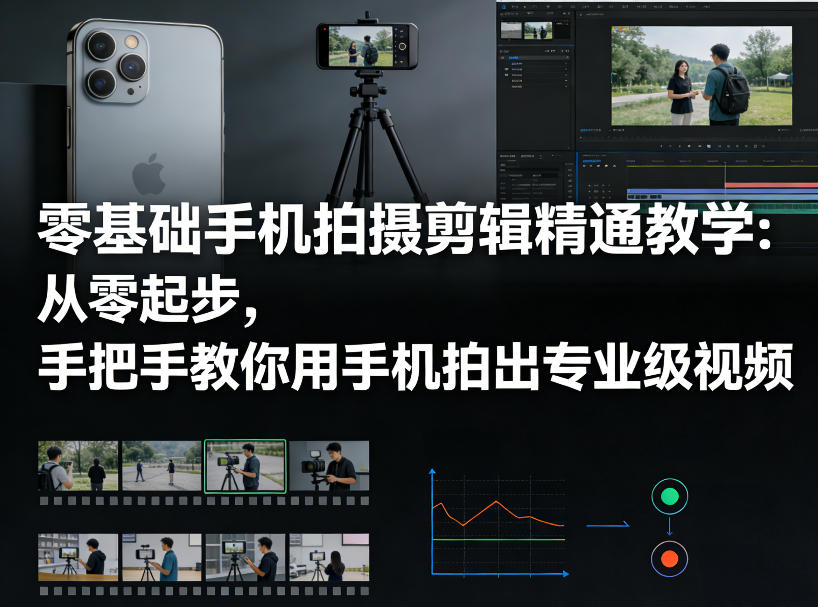 零基础手机拍摄剪辑精通教学：从零起步，手把手教你用手机拍出专业级视频小淇云库-创业网-网赚副业-网创副业-项目拆解-技术类创业资源网-副业网-免费资源下载小淇云库