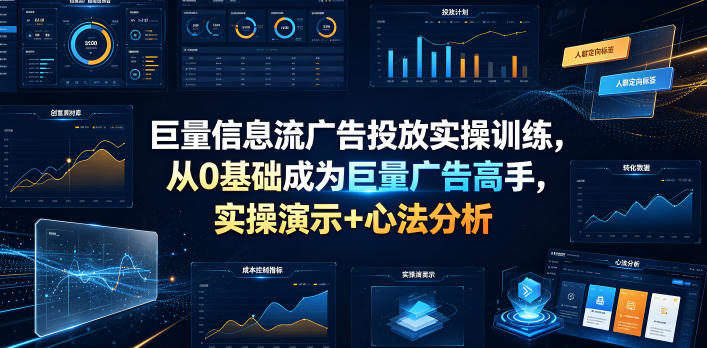 巨量信息流广告投放实操训练，从0基础成为巨量广告高手，实操演示+心法分析-荆楚AI