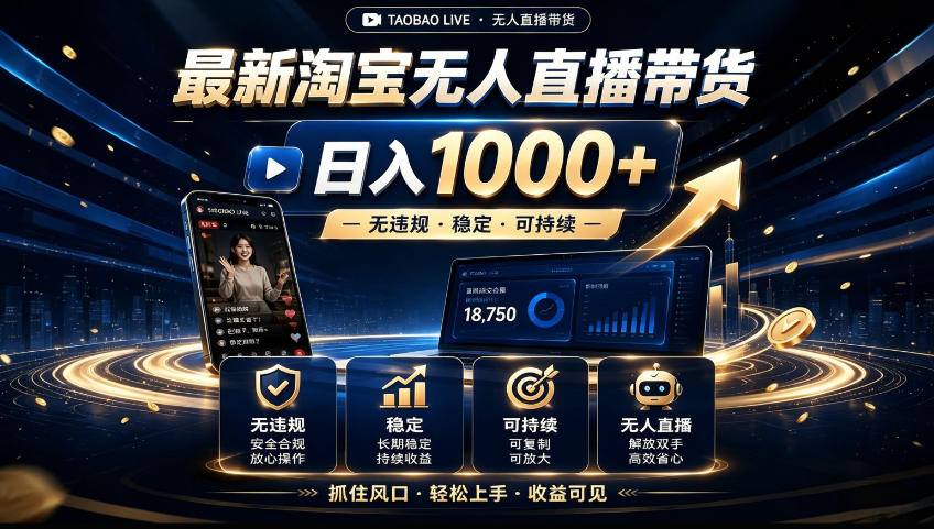 2026淘宝无人直播15.0,独家新技术,不用露脸、不用熬夜,自动直播自动出单,25小时卖17W【揭秘】-荆楚AI