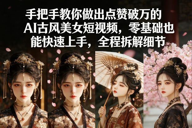 手把手教你做出点赞破万的AI古风美女短视频，零基础也能快速上手，全程拆解细节小淇云库-创业网-网赚副业-网创副业-项目拆解-技术类创业资源网-副业网-免费资源下载小淇云库