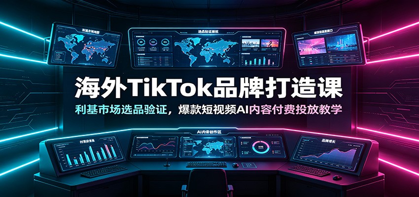 海外TikTok品牌打造课：利基市场选品验证，爆款短视频AI内容付费投放教学-荆楚AI