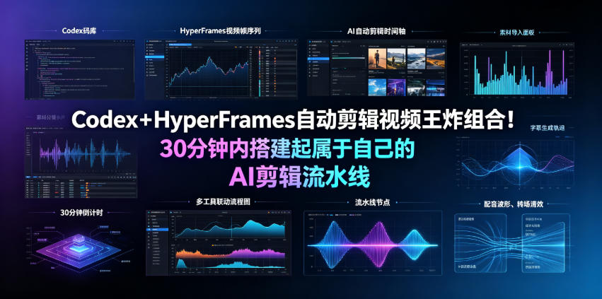 Codex+HyperFrames自动剪辑视频王炸组合!30分钟内搭建起属于自己的AI剪辑流水线(完整版实操教程手册)-荆楚AI