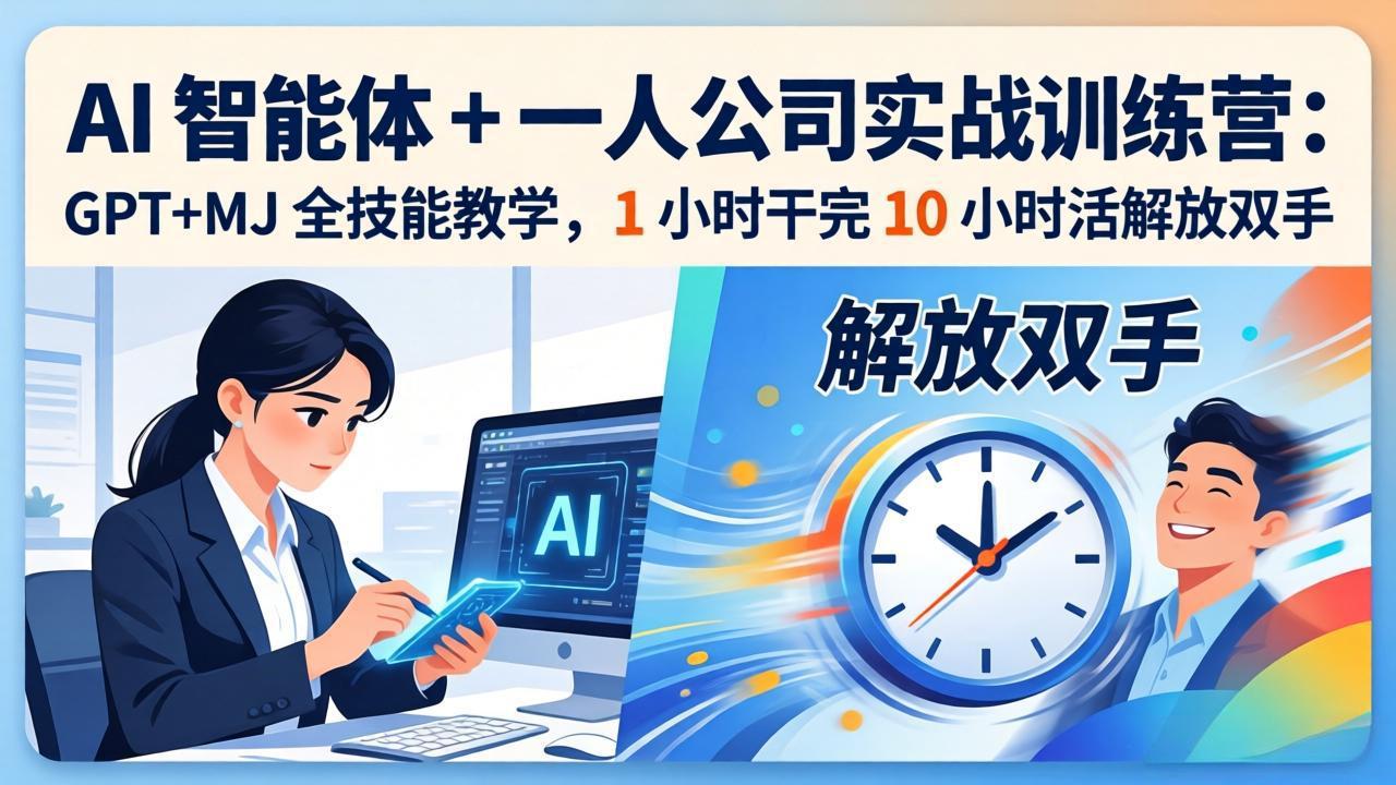 AI 智能体 + 一人公司实战训练营:GPT+MJ 全技能教学,1 小时干完 10 小时活解放双手小淇云库-创业网-网赚副业-网创副业-项目拆解-技术类创业资源网-副业网-免费资源下载小淇云库