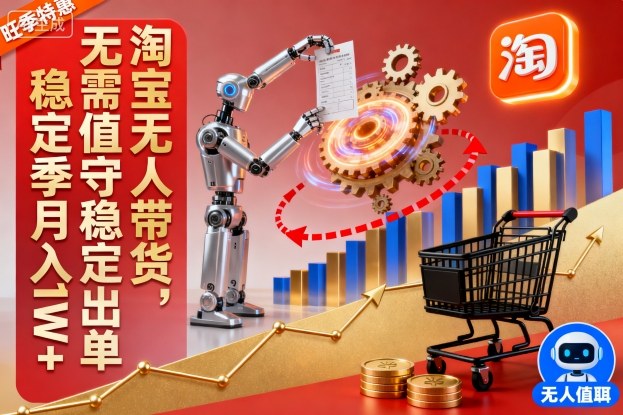 淘宝无人带货，无需值守稳定出单，电商旺季，稳定月入1W+小淇云库-创业网-网赚副业-网创副业-项目拆解-技术类创业资源网-副业网-免费资源下载小淇云库