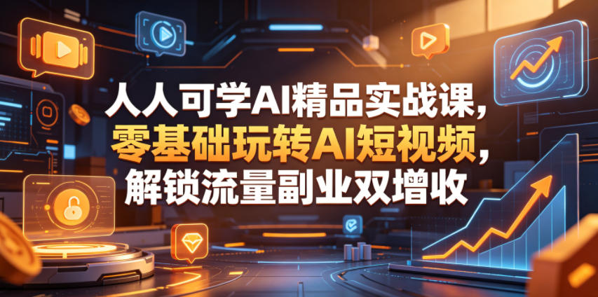 人人可学AI精品实战课，零基础玩转AI短视频，解锁流量副业双增收-荆楚AI
