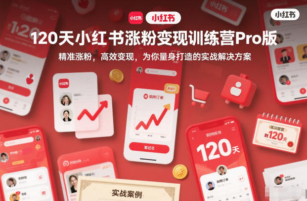 120天小红书涨粉变现训练营Pro版，精准涨粉，高效变现，为你量身打造的实战解决方案小淇云库-创业网-网赚副业-网创副业-项目拆解-技术类创业资源网-副业网-免费资源下载小淇云库