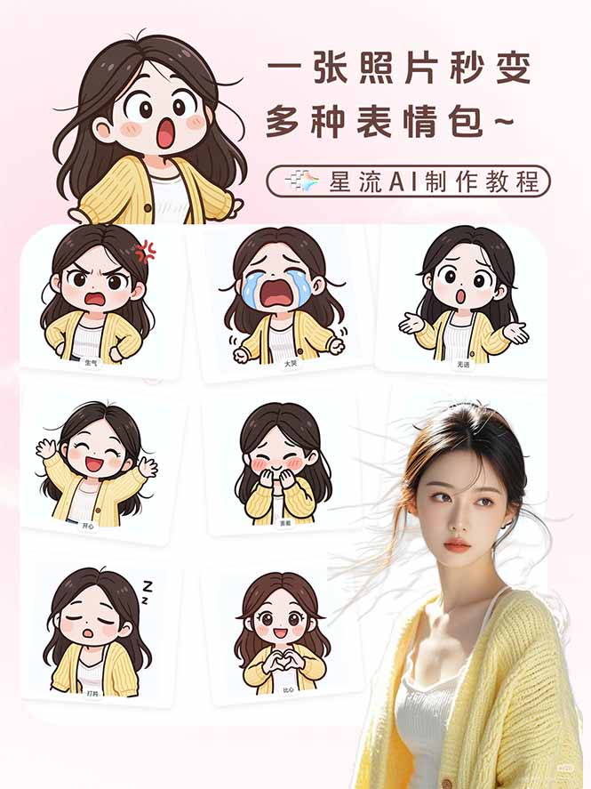 一张照片秒变N种专属表情包，三步搞定可爱搞怪治愈风，从此斗图聊天不再到处存别人图小淇云库-创业网-网赚副业-网创副业-项目拆解-技术类创业资源网-副业网-免费资源下载小淇云库