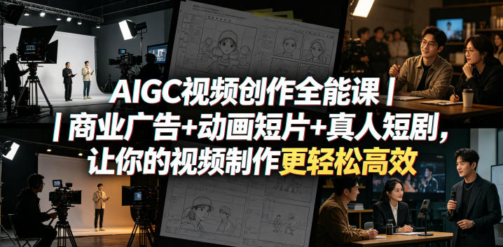 AIGC视频创作全能课｜商业广告+动画短片+真人短剧，让你的视频制作更轻松高效-荆楚AI