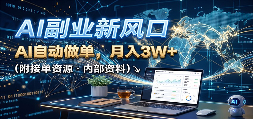 AI副业新风口,AI自动做单,月入3W+,附接单资源-荆楚AI