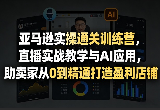 亚马逊实操通关训练营，直播实战教学与AI应用，助卖家从0到精通打造盈利店铺(更新5月23日)-荆楚AI